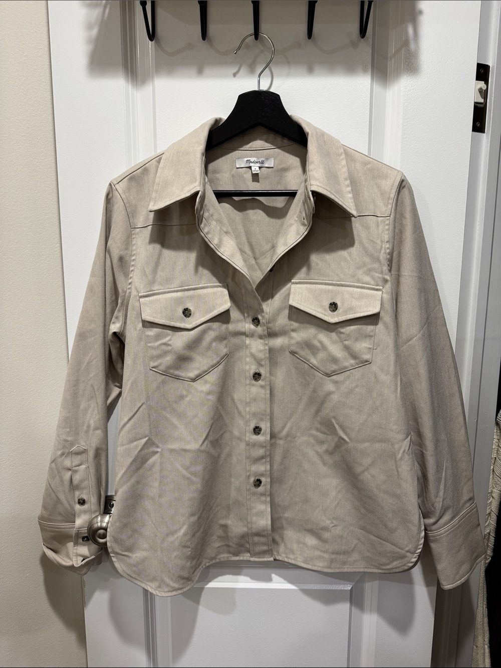 Madewell Beige Button-Up Long Sleeve